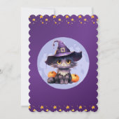 かわいいハロウィンキッズハローウィンパーティ黒猫 招待状 (裏面)