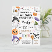 かわいいハロウィンキッズ衣装パーティー水色 招待状 (スタンド正面)