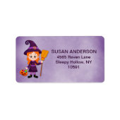 かわいいハロウィンキッドのコスチュームパーティー魔女 ラベル (正面)