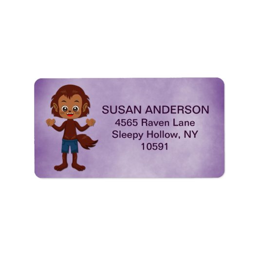 かわいいハロウィンキッドの衣装パーティー狼男 ラベル (正面)