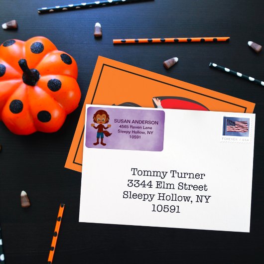 かわいいハロウィンキッドの衣装パーティー狼男 ラベル