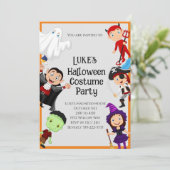 かわいいハロウィンキッドの衣装パーティー 招待状 (スタンド正面)