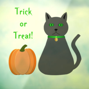 かわいいハロウィンキャットとカボチャカスタムパーティー ウィンドウサイン