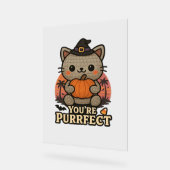 かわいいハロウィンキャットとカボチャ、かわいい魔女キット アクリルサイン (傾斜)