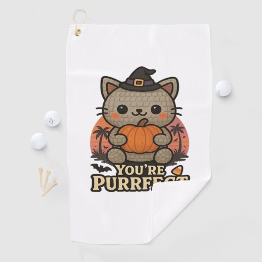 かわいいハロウィンキャットとカボチャ、かわいい魔女キット ゴルフタオル (インサイチュ)