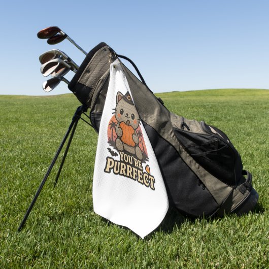 かわいいハロウィンキャットとカボチャ、かわいい魔女キット ゴルフタオル (グリーン)