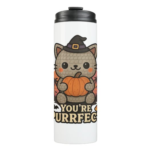 かわいいハロウィンキャットとカボチャ、かわいい魔女キット タンブラー (正面)