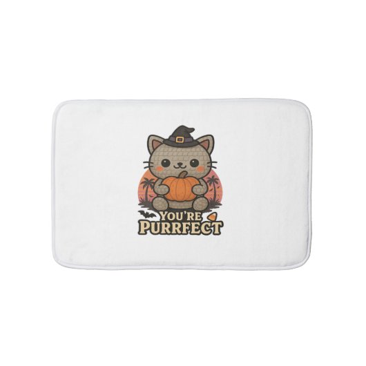 かわいいハロウィンキャットとカボチャ、かわいい魔女キット バスマット (正面)