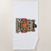 かわいいハロウィンキャットとカボチャ、かわいい魔女キット ビーチタオル (正面)