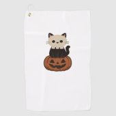 かわいいハロウィンキャットとパンプキクラシックンのTシャツ ゴルフタオル (正面)