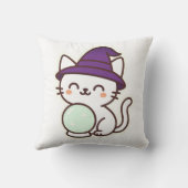かわいいハロウィンキャット – 魔法と愛らしい不気味 クッション (裏面)