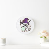 かわいいハロウィンキャット – 魔法と愛らしい不気味 ラウンド壁時計 (ホーム)