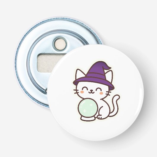 かわいいハロウィンキャット – 魔法と愛らしい不気味 栓抜き (正面)