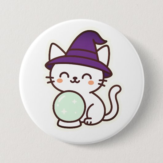 かわいいハロウィンキャット – 魔法と愛らしい不気味 缶バッジ (正面)