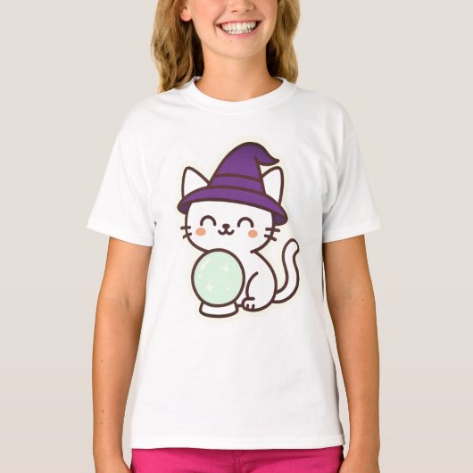 かわいいハロウィンキャット – 魔法と愛らしい不気味 Tシャツ (正面)