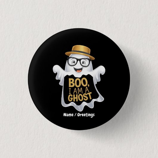 かわいいハロウィンキャラクター おばけです 缶バッジ (正面)