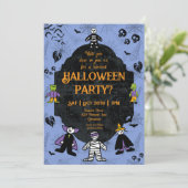 かわいいハロウィンキャラクター パーティー 招待状 (スタンド正面)