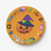 かわいいハロウィンキャラクター ペーパープレート (正面)