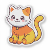 かわいいハロウィンキャンディコーンの猫のステッカー シール (正面)