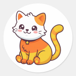 かわいいハロウィンキャンディコーンの猫のステッカー ラウンドシール