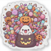 かわいいハロウィンキャンディビニールキュート幽霊&カボチャ シール (正面)