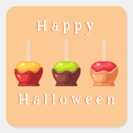 かわいいハロウィンキャンディーリンゴの子供たちパーティー スクエアシール