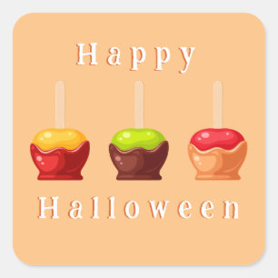 かわいいハロウィンキャンディーリンゴの子供たちパーティー スクエアシール