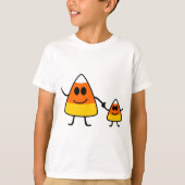 かわいいハロウィンキャンデートウモロコシ家族 Tシャツ (正面)