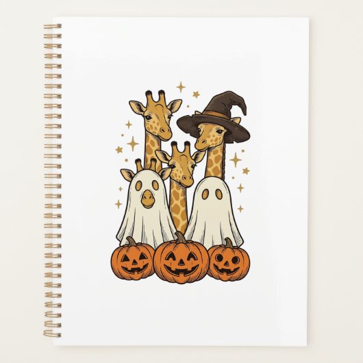かわいいハロウィンキリン幽霊カボチャTシャツデザイン プランナー手帳 (正面)