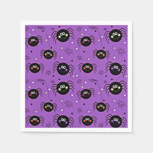 かわいいハロウィンクモ スタンダードカクテルナプキン (正面)