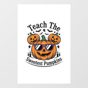 かわいいハロウィンクラスデザインの先生のかぼちゃTシャツ ウィンドウサイン