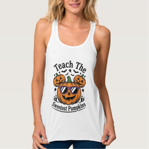 かわいいハロウィンクラスデザインの先生のかぼちゃTシャツ タンクトップ