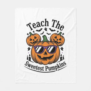 かわいいハロウィンクラスデザインの先生のかぼちゃTシャツ フリースブランケット