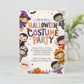 かわいいハロウィンコスチュームパーティーキッズ招待状 招待状 (スタンド正面)