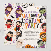 かわいいハロウィンコスチュームパーティーキッズ招待状 招待状 (正面/裏面)