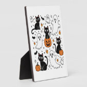 かわいいハロウィンゴーストブー猫 フォトプラーク (側面)