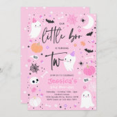 かわいいハロウィンゴースト リトルブー 2歳の誕生日パーティー 招待状 (正面/裏面)