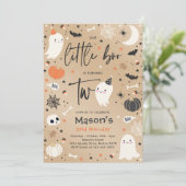 かわいいハロウィンゴースト リトルブー 2歳の誕生日パーティー 招待状 (スタンド正面)