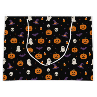 かわいいハロウィンシームレスパターンのギフトバッグ ラージペーパーバッグ