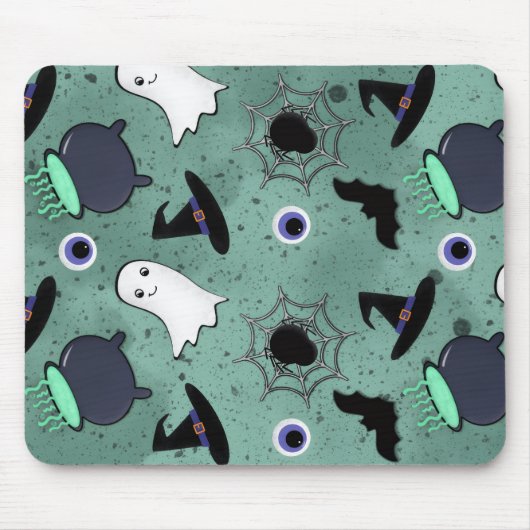 かわいいハロウィンシームレスパターン マウスパッド (正面)