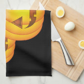 かわいいハロウィンジャックオランタンカボチャ3個 キッチンタオル (四つ折り)