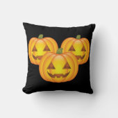 かわいいハロウィンジャックオランタンカボチャ3個 クッション (正面)