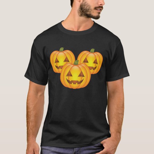 かわいいハロウィンジャックオランタンカボチャ3個 Tシャツ (正面)