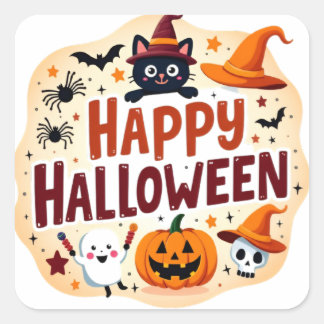 かわいいハロウィンステッカー スクエアシール