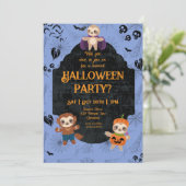 かわいいハロウィンスロース 1 パーティー 招待状 (スタンド正面)