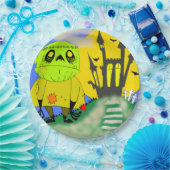 かわいいハロウィンゾンビと城 ペーパープレート (パーティー)