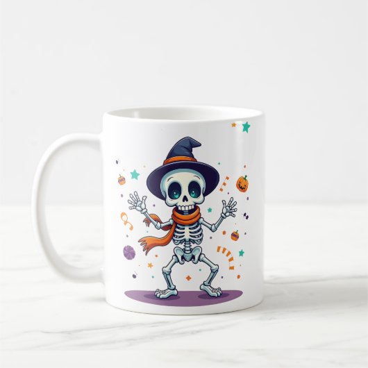 かわいいハロウィンダンスのスケルトンマグ コーヒーマグカップ (左)