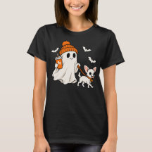 かわいいハロウィンチワワTシャツ 幽霊の子犬 スプーク