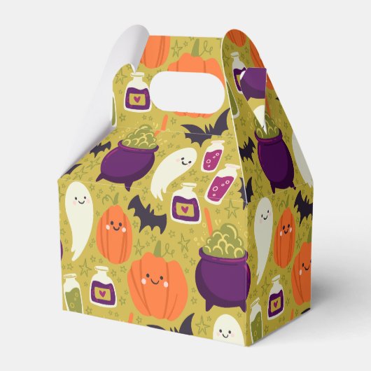 かわいいハロウィントリートボックスとハンドル フェイバーボックス (正面サイド)