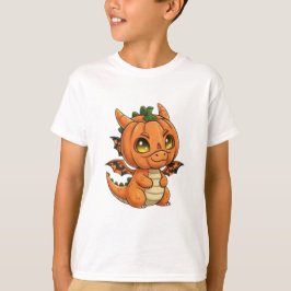 かわいいハロウィンドラゴンキッズパンプキンTシャツ Tシャツ